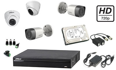 dvr dahua 4 canale, camere video dahua, camere analogice cu infrarosu